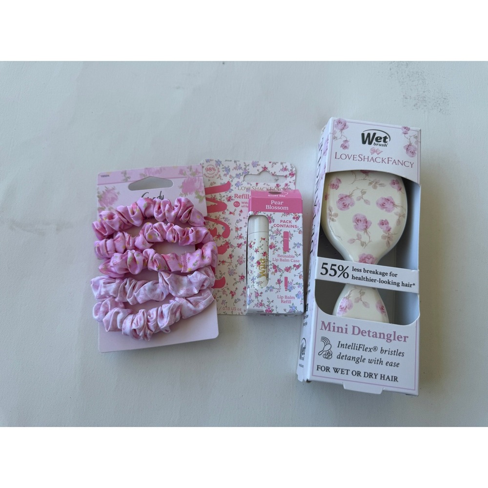 LoveShackFancy Target Set Wet Brush Mini Goodyβ Scrunchies Wild Lip Balm